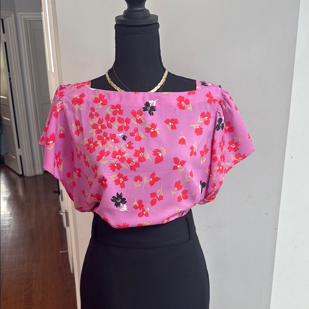 Ann Taylor Pink Puff Sleeve Blouse
